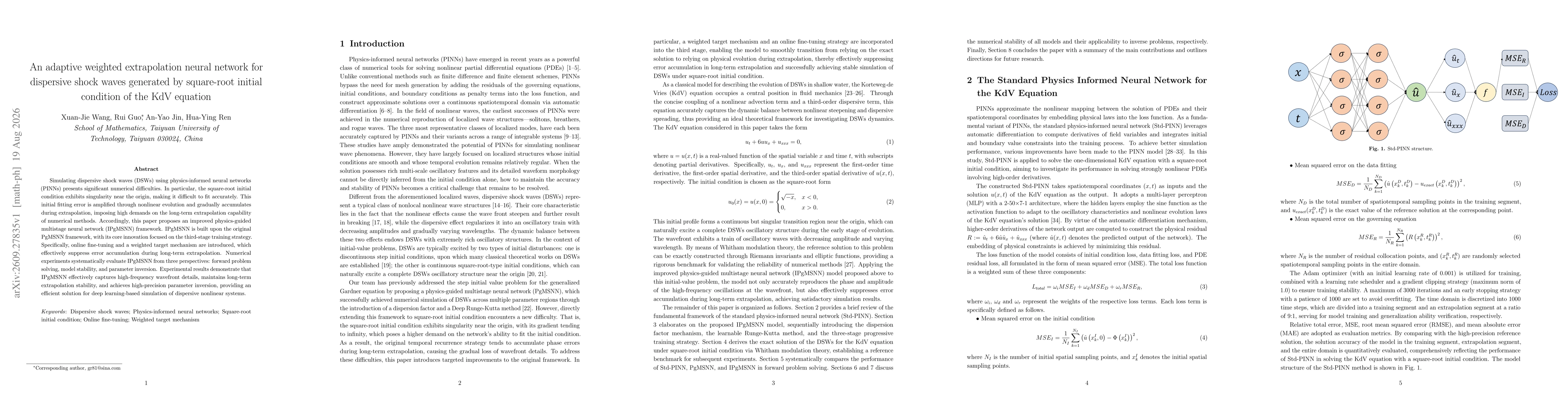 Thumbnail for An adaptive weighted extrapolation neural network for dispersive shock waves generated by square-root initial condition of the KdV equation
