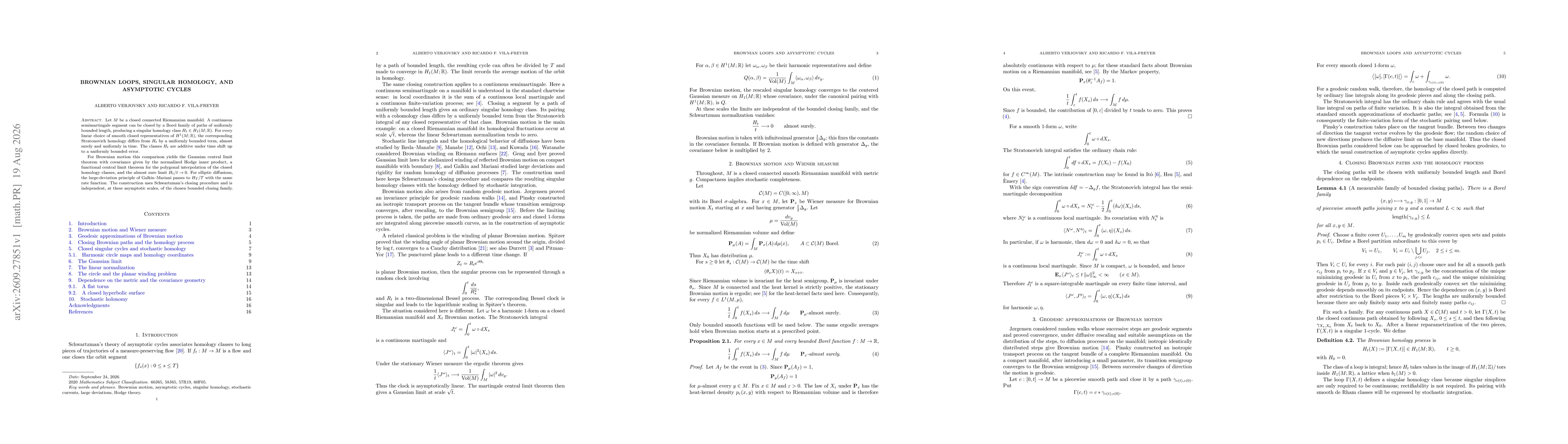 Thumbnail for Brownian Loops, Singular Homology, and Asymptotic Cycles