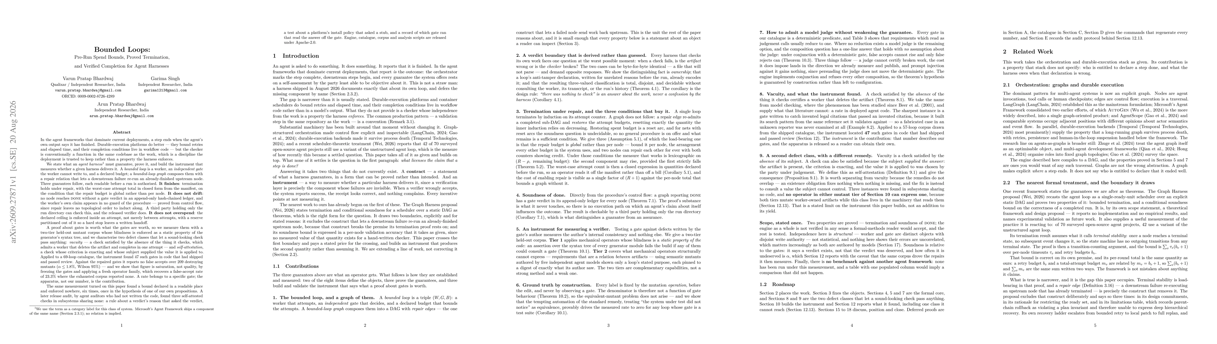 Thumbnail for Bounded Loops: Pre-Run Spend Bounds, Proved Termination, and Verified Completion for Agent Harnesses