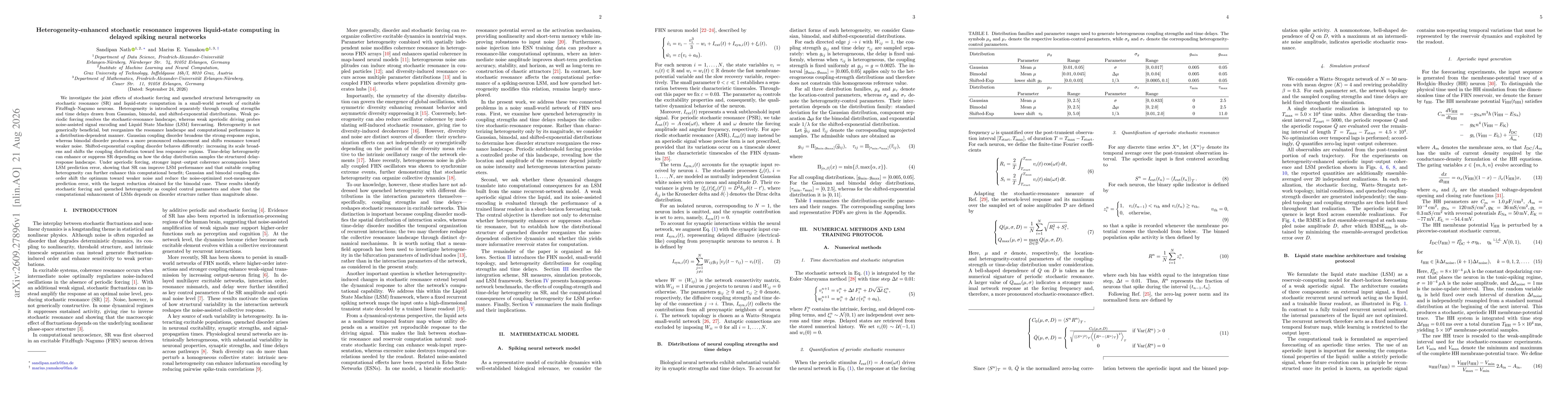 Thumbnail for Heterogeneity-enhanced stochastic resonance improves liquid-state computing in delayed spiking neural networks