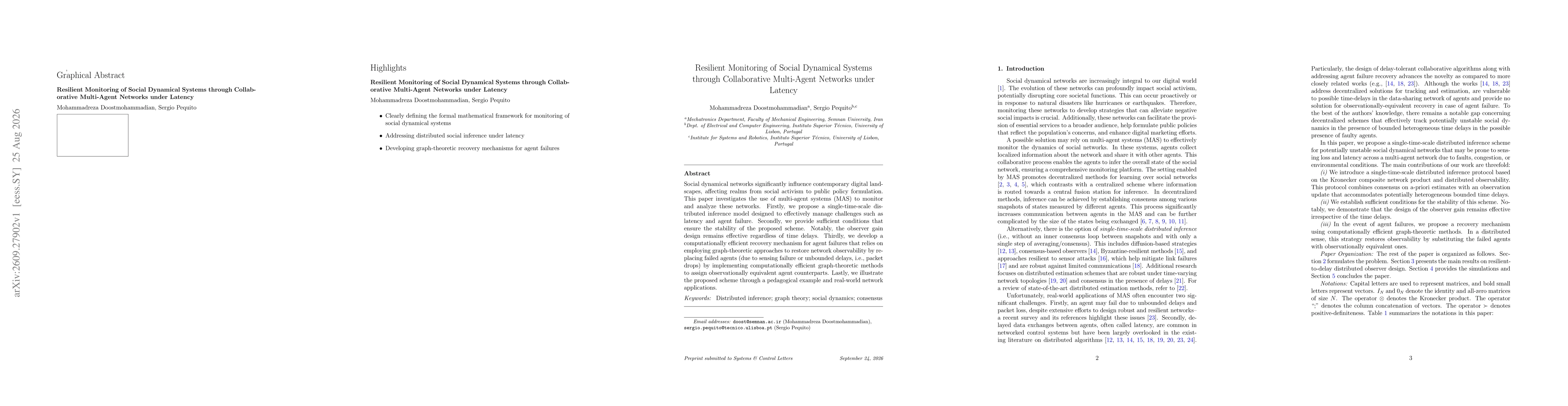 Thumbnail for Resilient Monitoring of Social Dynamical Systems through Collaborative Multi-Agent Networks under Latency