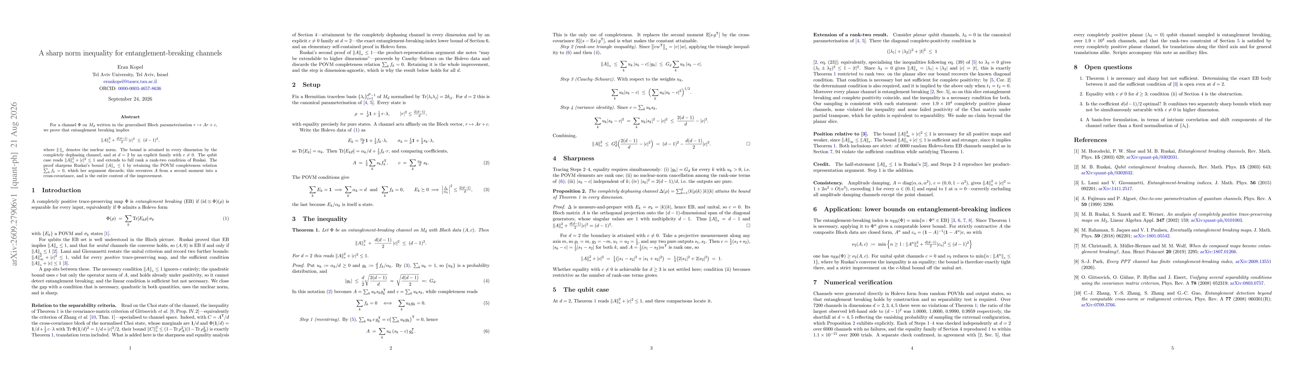 Thumbnail for A sharp norm inequality for entanglement-breaking channels