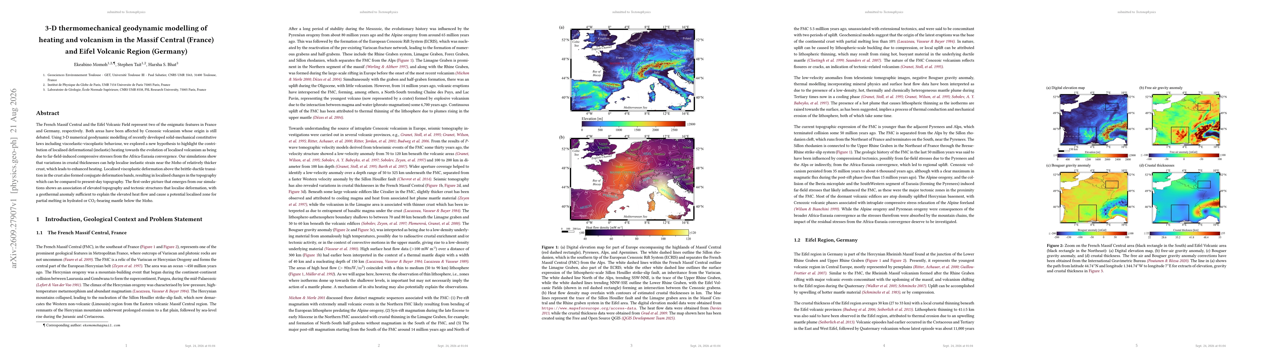 Thumbnail for 3-D thermomechanical geodynamic modelling of heating and volcanism in the Massif Central (France) and Eifel Volcanic Region (Germany)
