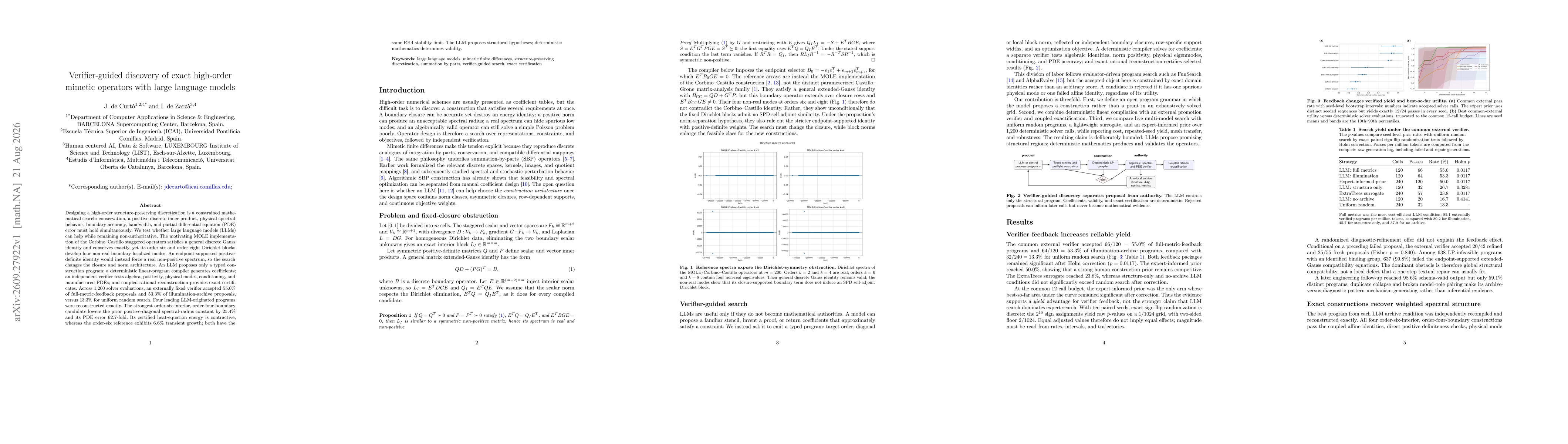 Thumbnail for Verifier-guided discovery of exact high-order mimetic operators with large language models
