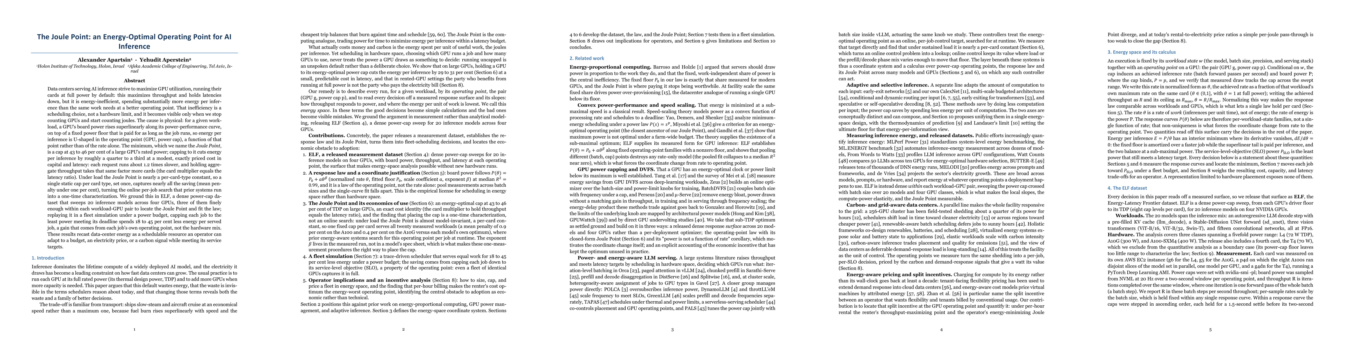 Thumbnail for The Joule Point: an Energy-Optimal Operating Point for AI Inference
