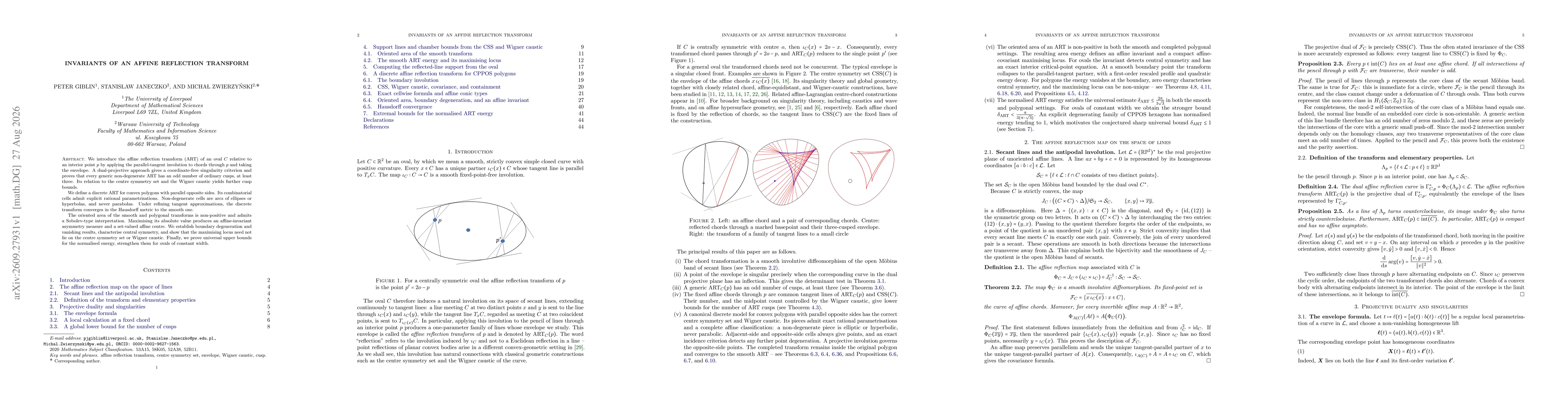 Thumbnail for Invariants of an Affine Reflection Transform