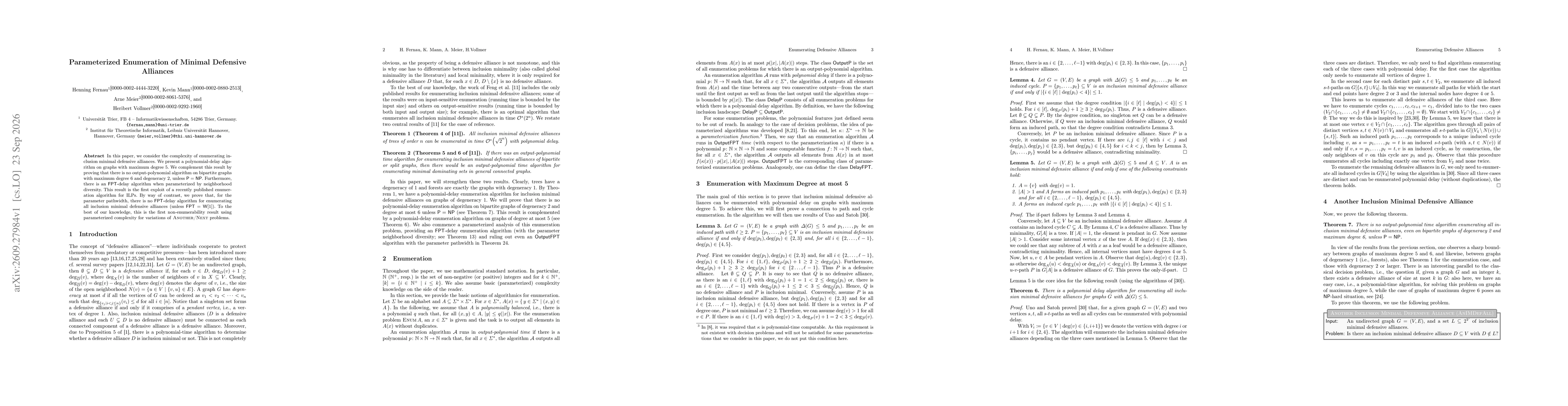Thumbnail for Parameterized Enumeration of Minimal Defensive Alliances