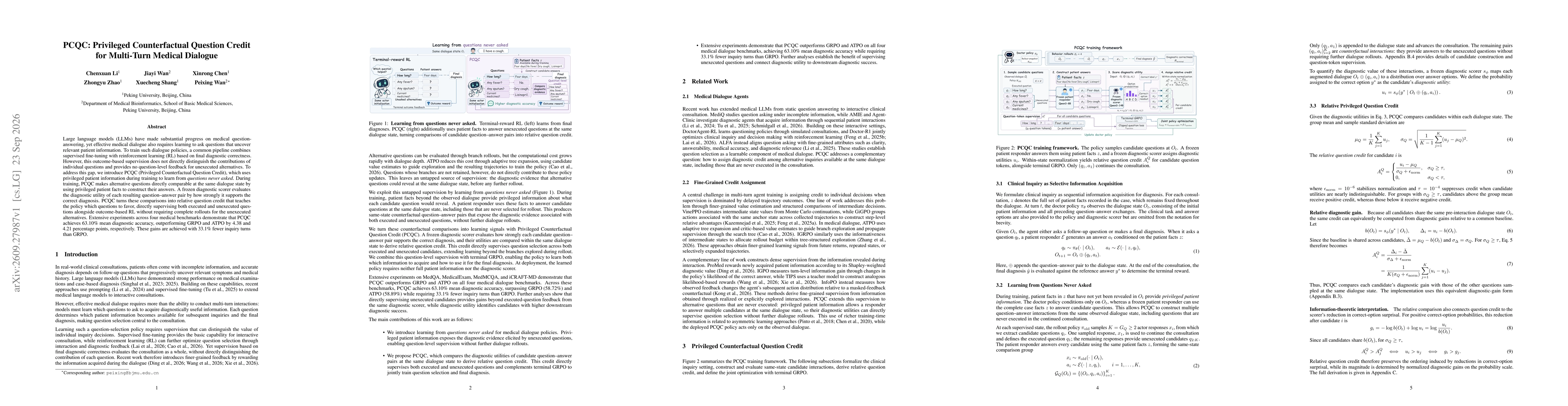 Thumbnail for PCQC: Privileged Counterfactual Question Credit for Multi-Turn Medical Dialogue