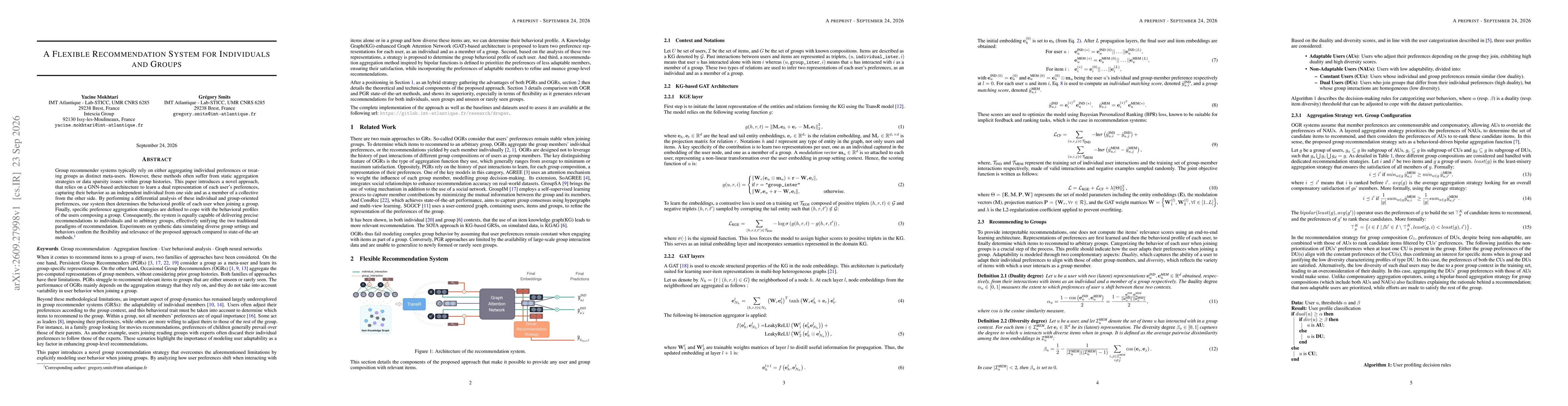 Thumbnail for A Flexible Recommendation System for Individuals and Groups