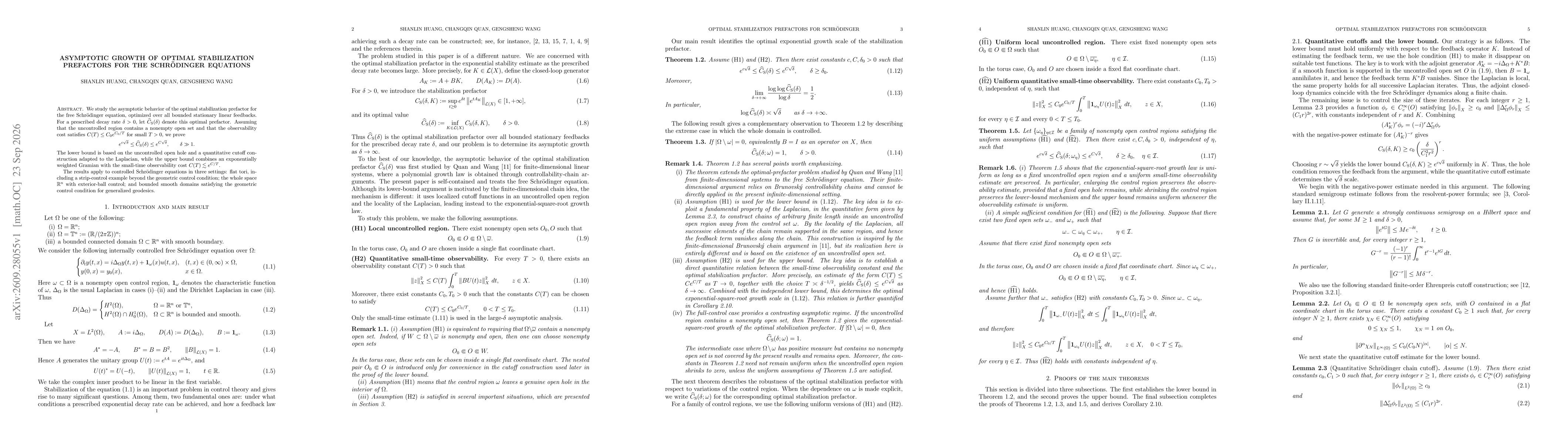 Thumbnail for Asymptotic Growth of Optimal Stabilization Prefactors for the Schrödinger Equations