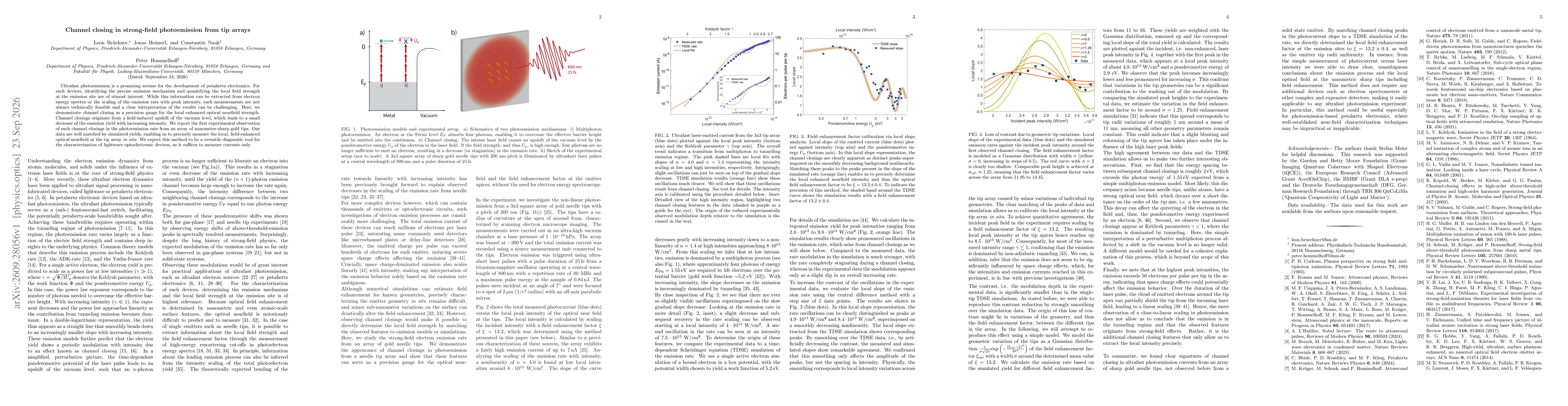 Thumbnail for Channel closing in strong-field photoemission from tip arrays