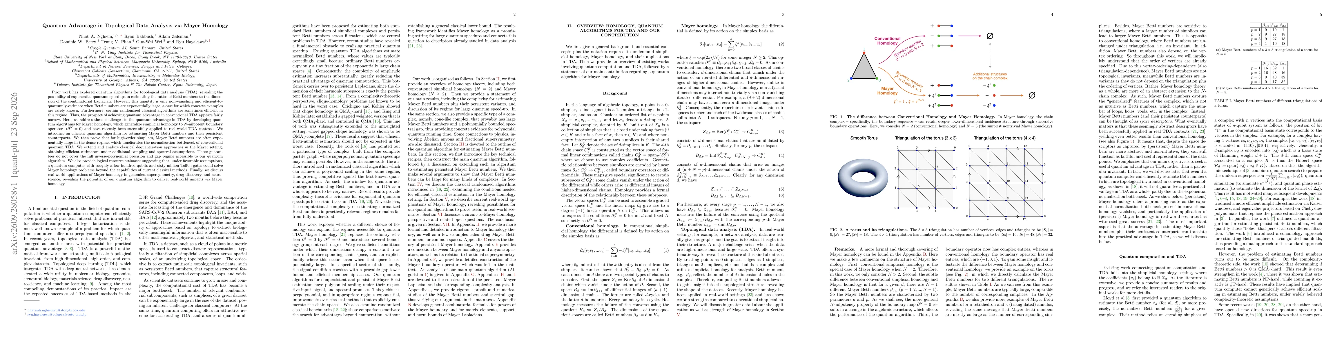 Thumbnail for Quantum Advantage in Topological Data Analysis via Mayer Homology