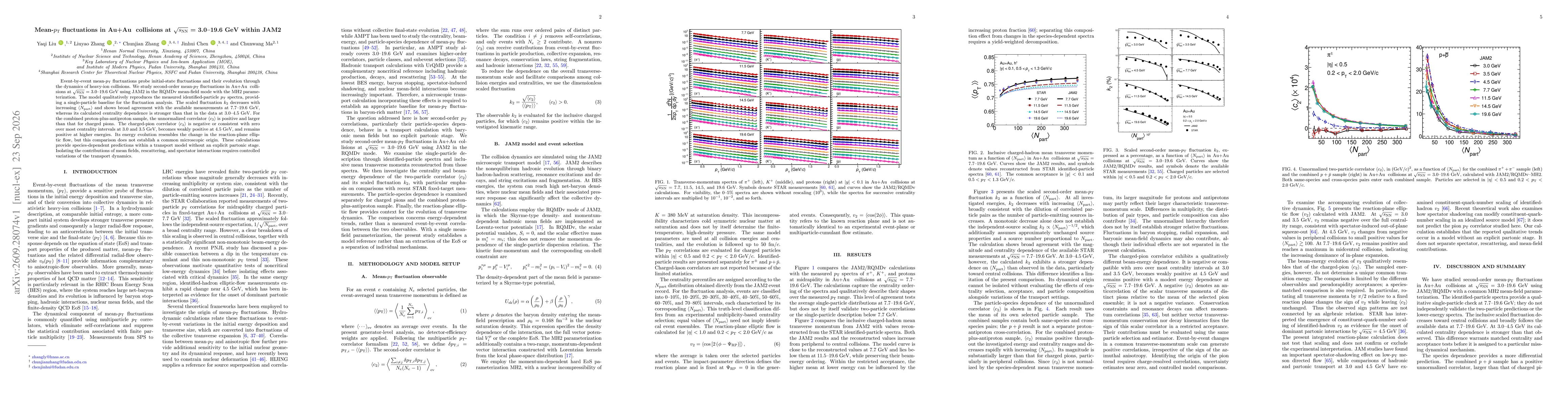 Thumbnail for Mean-$p_T$ fluctuations in Au+Au collisions at $\sqrt{s_{\rm NN}}=3.0$--$19.6$ GeV within JAM2