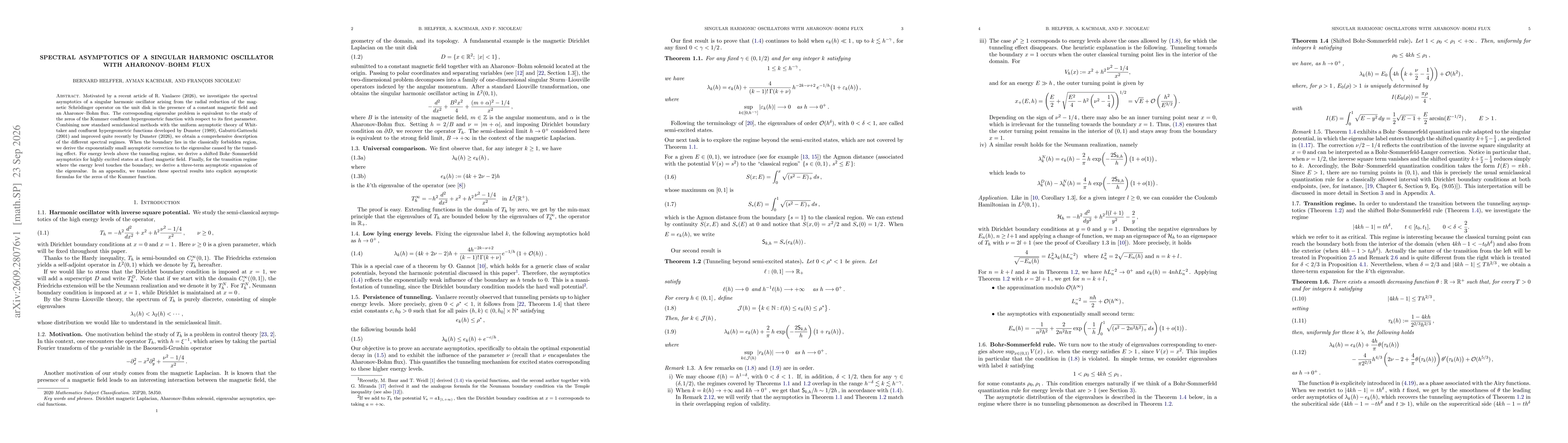 Thumbnail for Spectral Asymptotics of a Singular Harmonic Oscillator with Aharonov--Bohm Flux