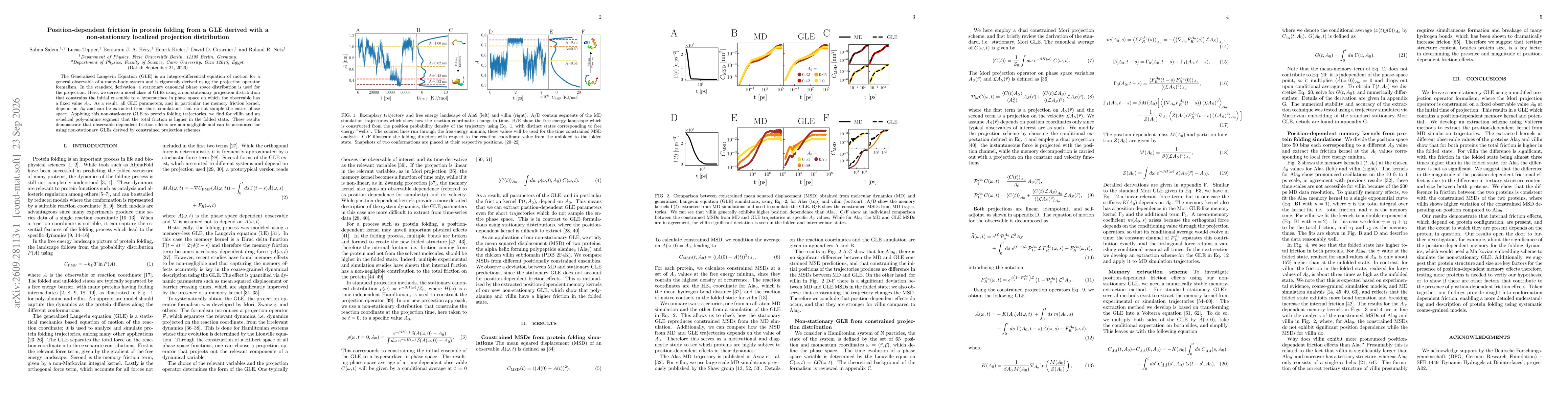 Thumbnail for Position-dependent friction in protein folding from a GLE derived with a non-stationary localized projection distribution