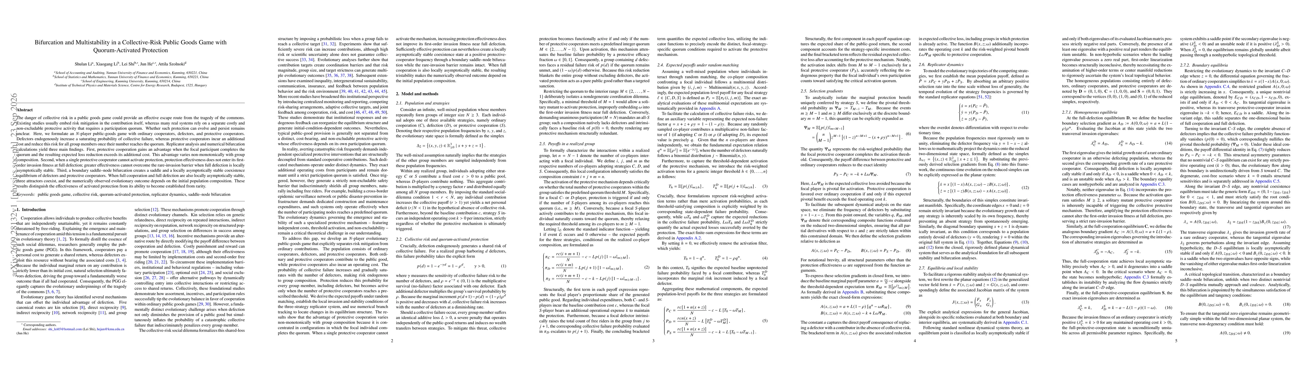 Thumbnail for Bifurcation and Multistability in a Collective-Risk Public Goods Game with Quorum-Activated Protection