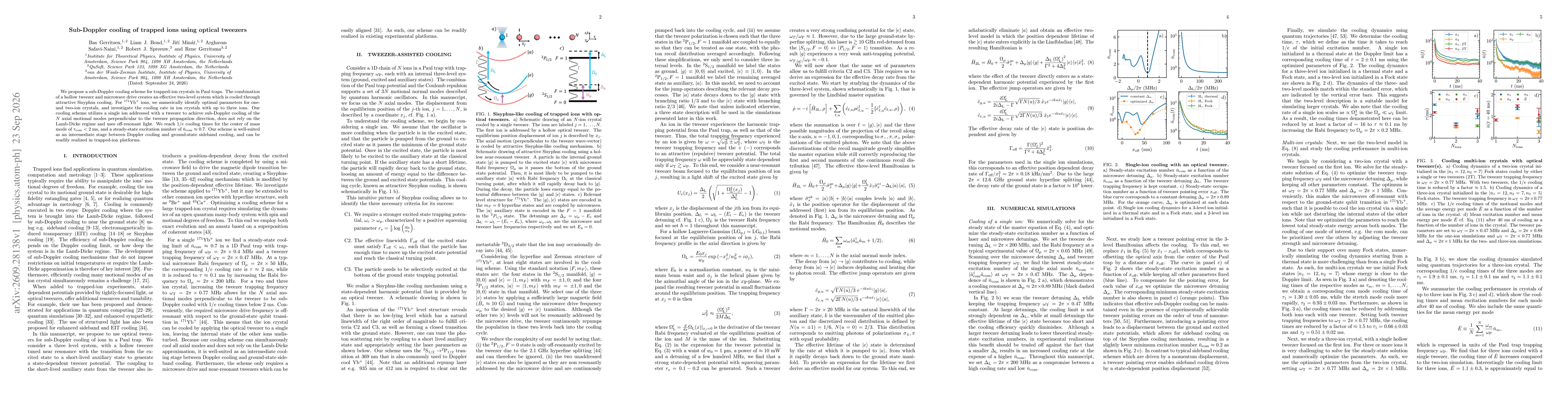 Thumbnail for Sub-Doppler cooling of trapped ions using optical tweezers