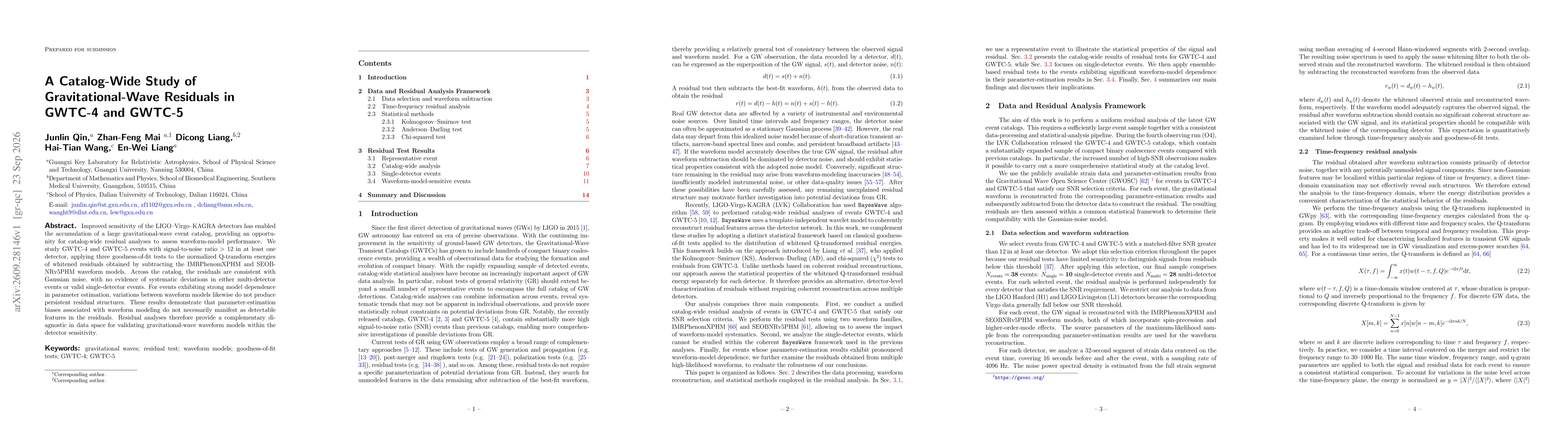 Thumbnail for A Catalog-Wide Study of Gravitational-Wave Residuals in GWTC-4 and GWTC-5