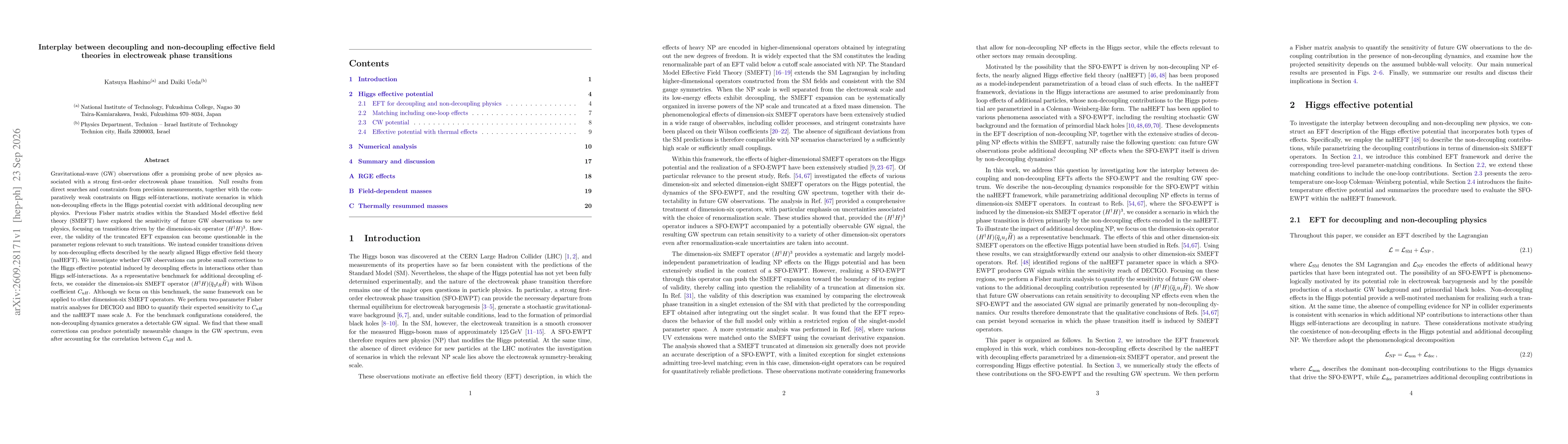 Thumbnail for Interplay between decoupling and non-decoupling effective field theories in electroweak phase transitions