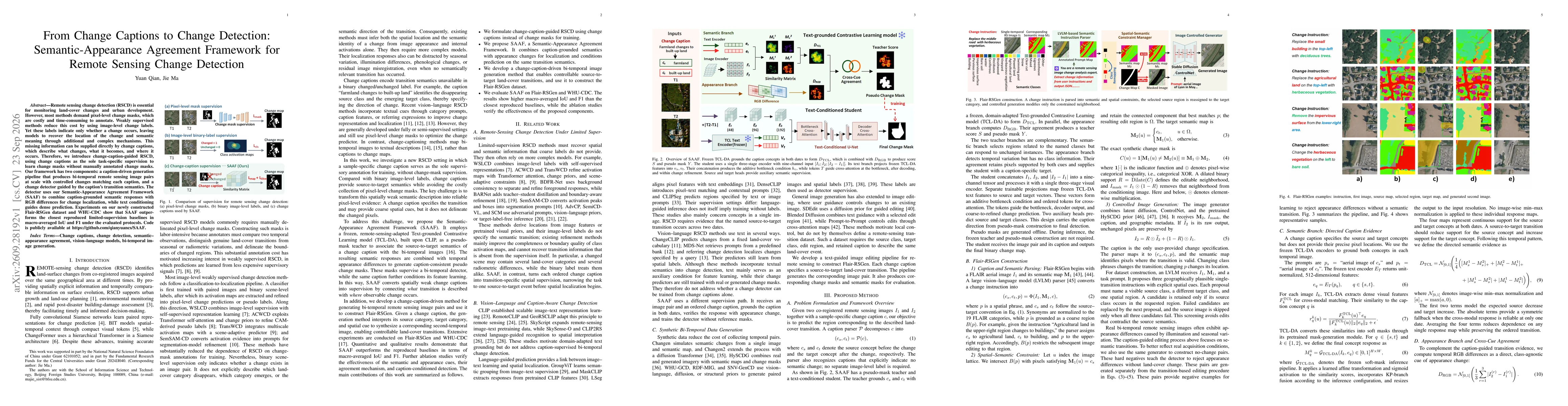 Thumbnail for From Change Captions to Change Detection: Semantic-Appearance Agreement Framework for Remote Sensing Change Detection
