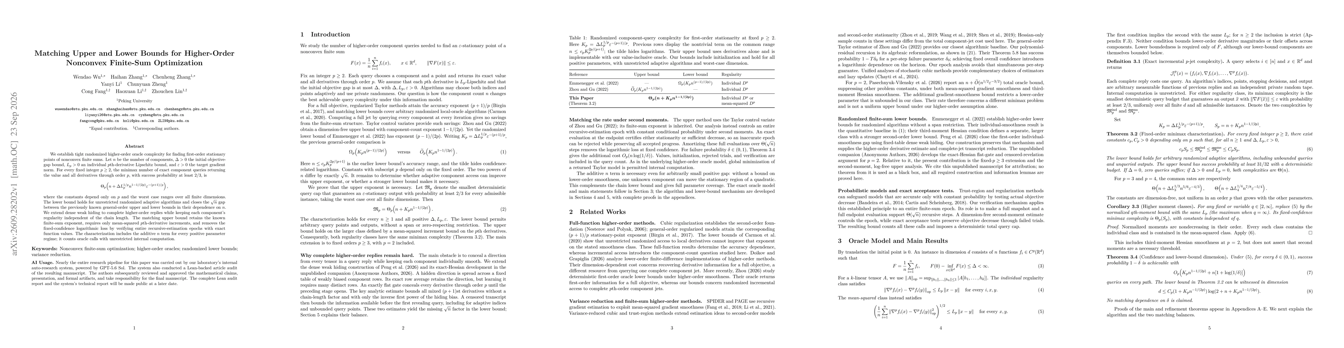Thumbnail for Matching Upper and Lower Bounds for Higher-Order Nonconvex Finite-Sum Optimization