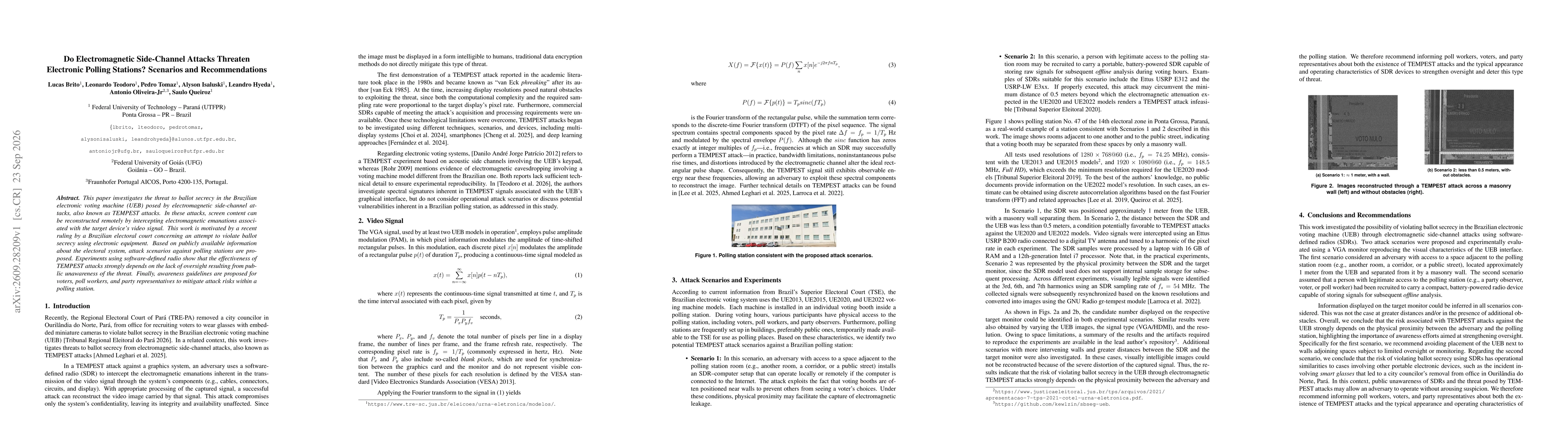 Thumbnail for Do Electromagnetic Side-Channel Attacks Threaten Electronic Polling Stations? Scenarios and Recommendations