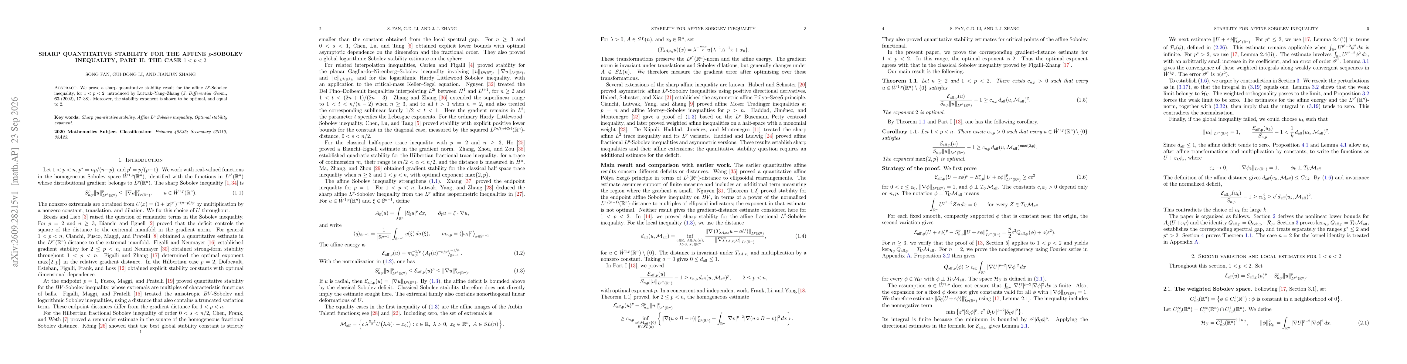 Thumbnail for Sharp Quantitative Stability for the Affine $p$-Sobolev Inequality, Part II: The Case $1<p<2$
