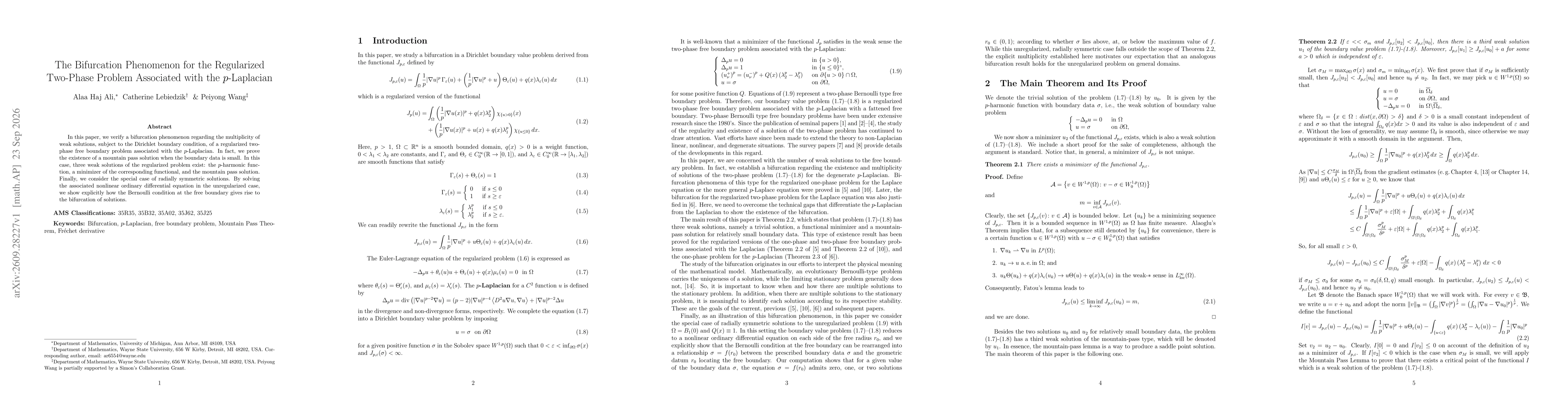 Thumbnail for The Bifurcation Phenomenon for the Regularized Two-Phase Problem Associated with the $p$-Laplacian