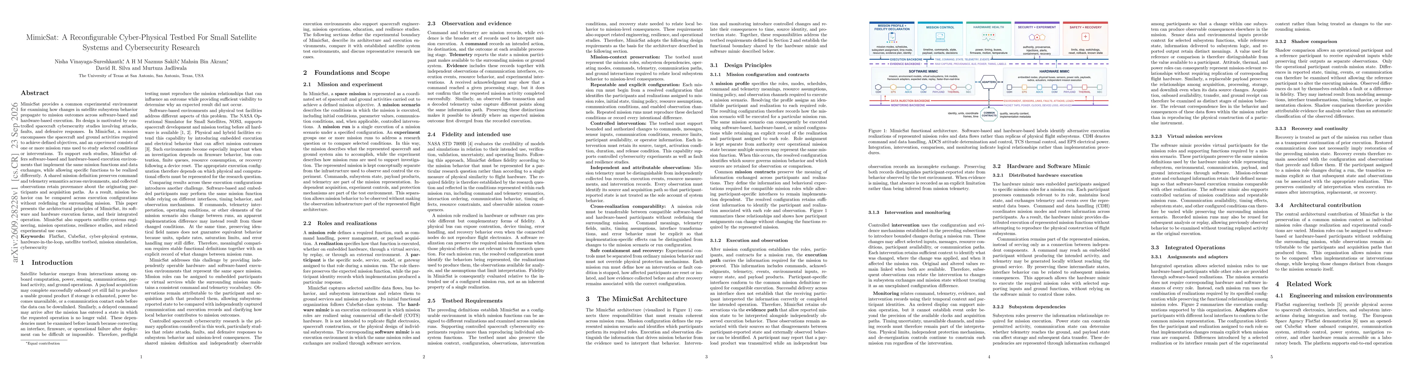 Thumbnail for MimicSat: A Reconfigurable Cyber-Physical Testbed For Small Satellite Systems and Cybersecurity Research