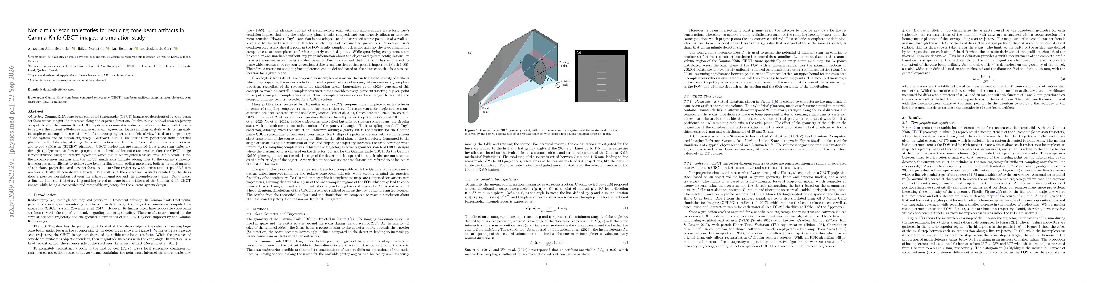 Thumbnail for Non-circular scan trajectories for reducing cone-beam artifacts in Gamma Knife CBCT images: a simulation study