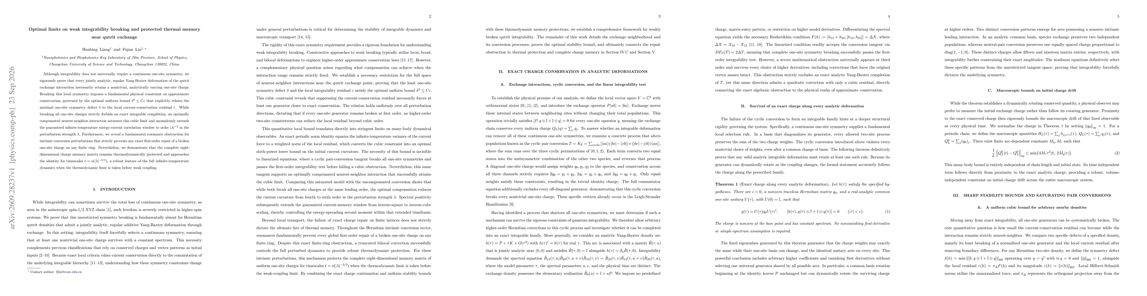 Thumbnail for Optimal limits on weak integrability breaking and protected thermal memory near qutrit exchange