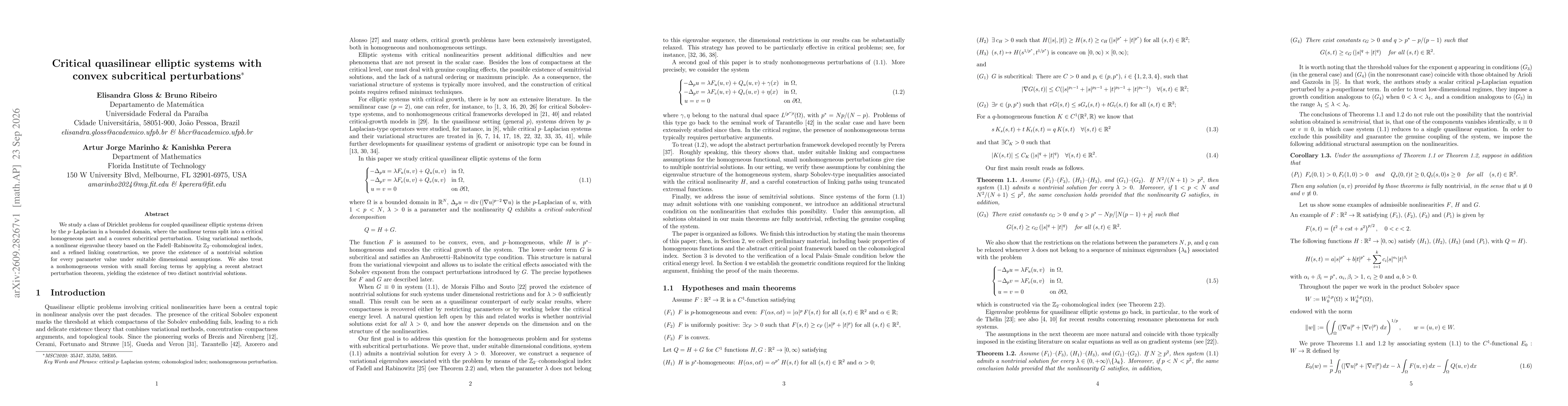 Thumbnail for Critical quasilinear elliptic systems with convex subcritical perturbations