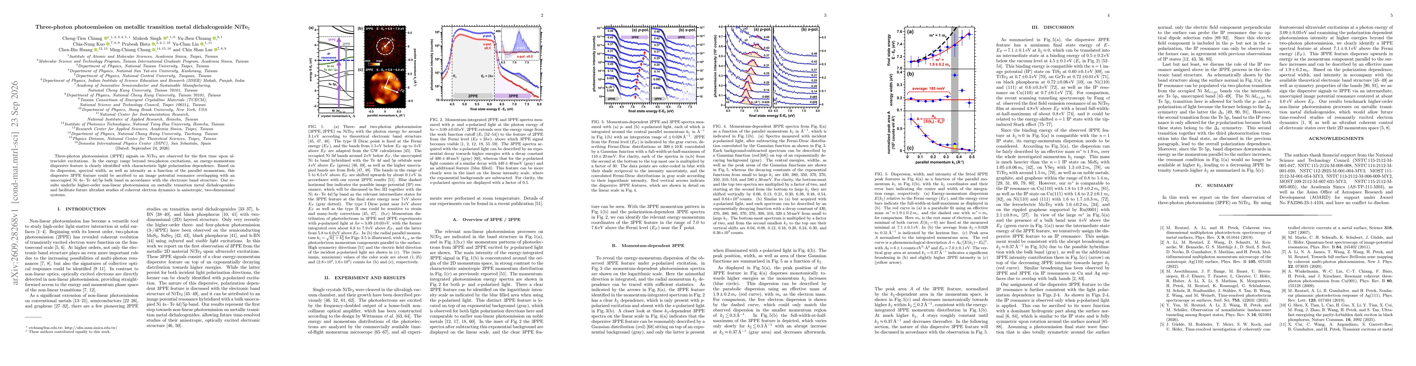 Thumbnail for Three-photon photoemission on metallic transition metal dichalcogenide NiTe$_{2}$