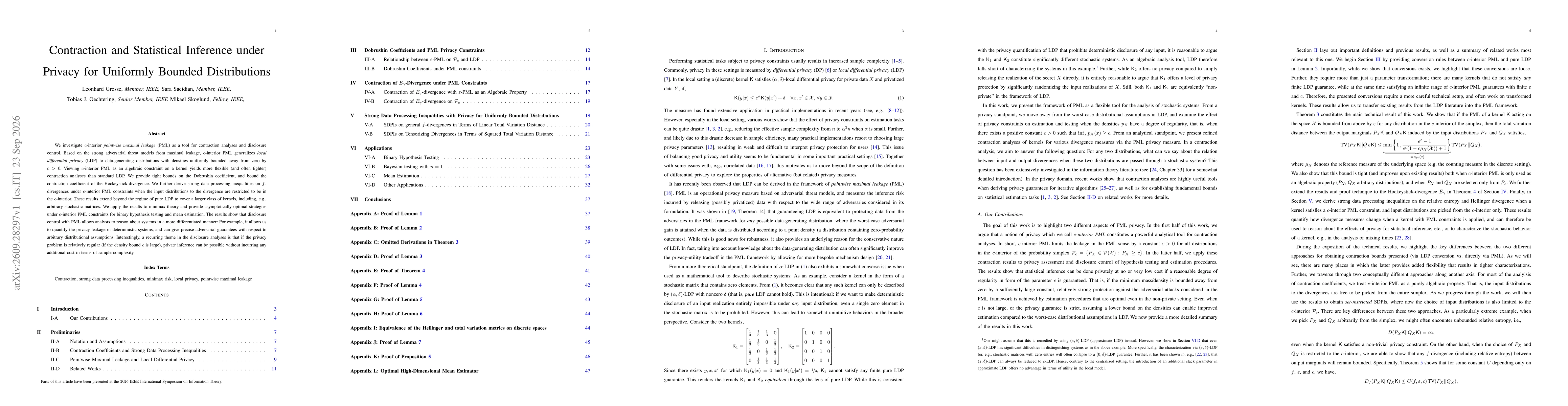 Thumbnail for Contraction and Statistical Inference under Privacy for Uniformly Bounded Distributions
