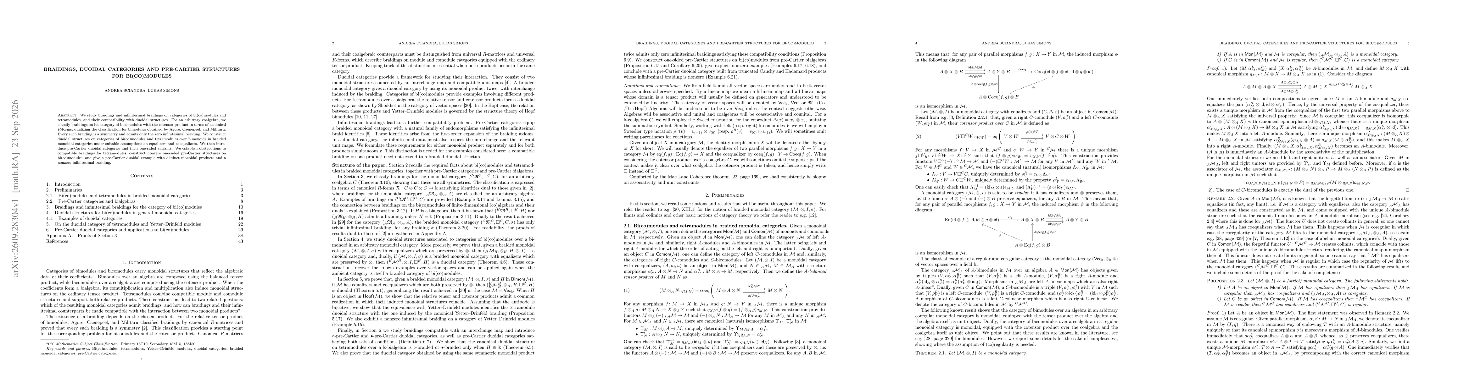 Thumbnail for Braidings, duoidal categories and pre-Cartier structures for bi(co)modules