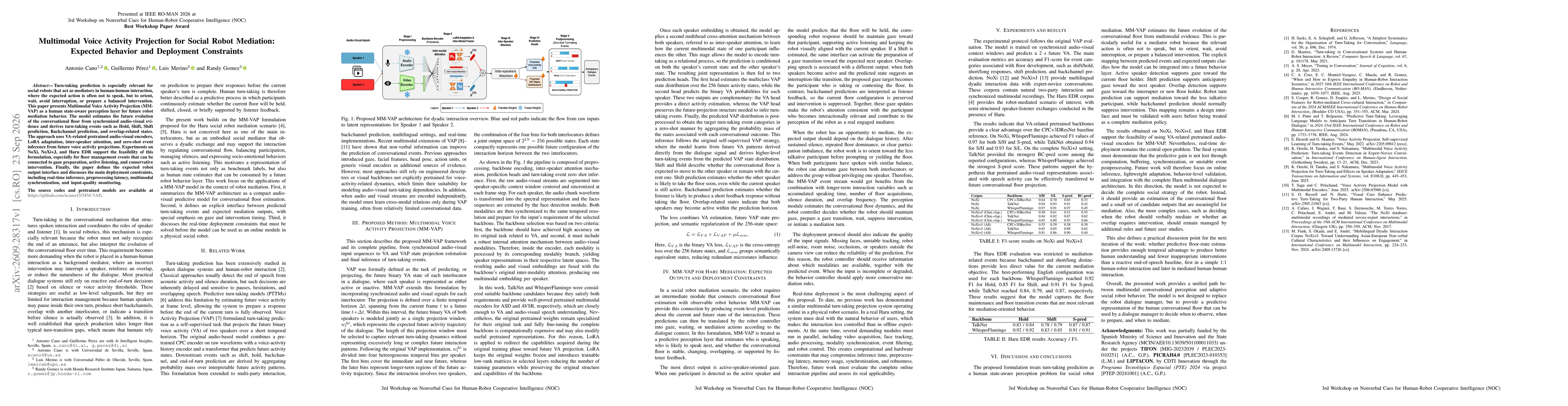 Thumbnail for Multimodal Voice Activity Projection for Social Robot Mediation: Expected Behavior and Deployment Constraints