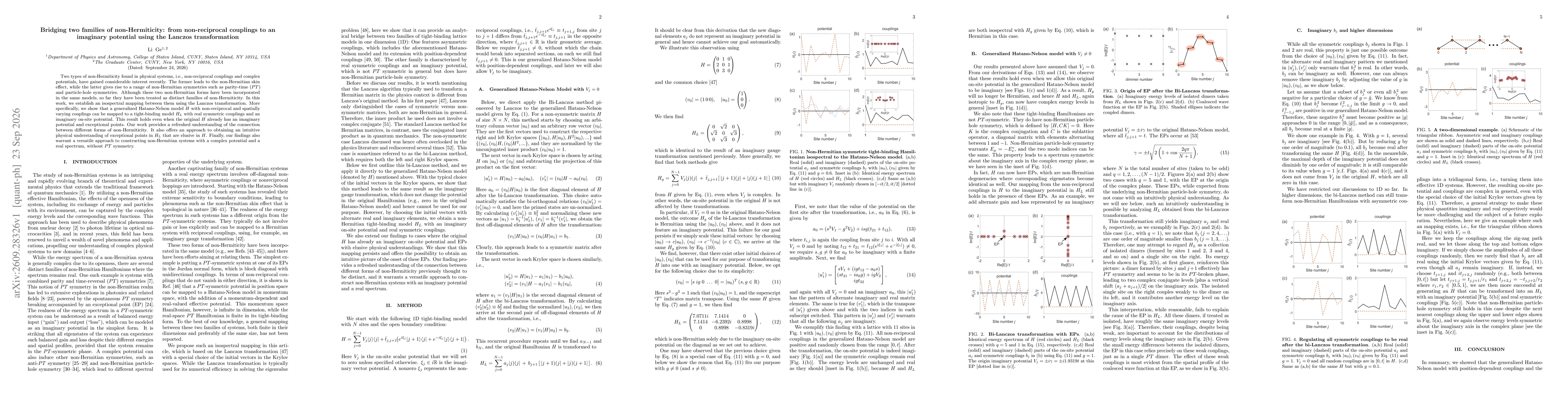 Thumbnail for Bridging two families of non-Hermiticity: from non-reciprocal couplings to an imaginary potential using the Lanczos transformation