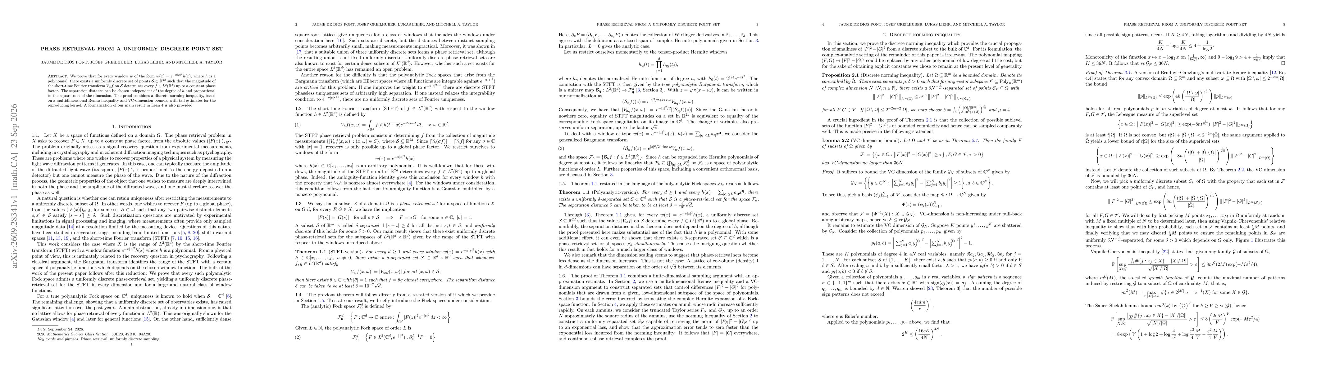 Thumbnail for Phase retrieval from a uniformly discrete point set