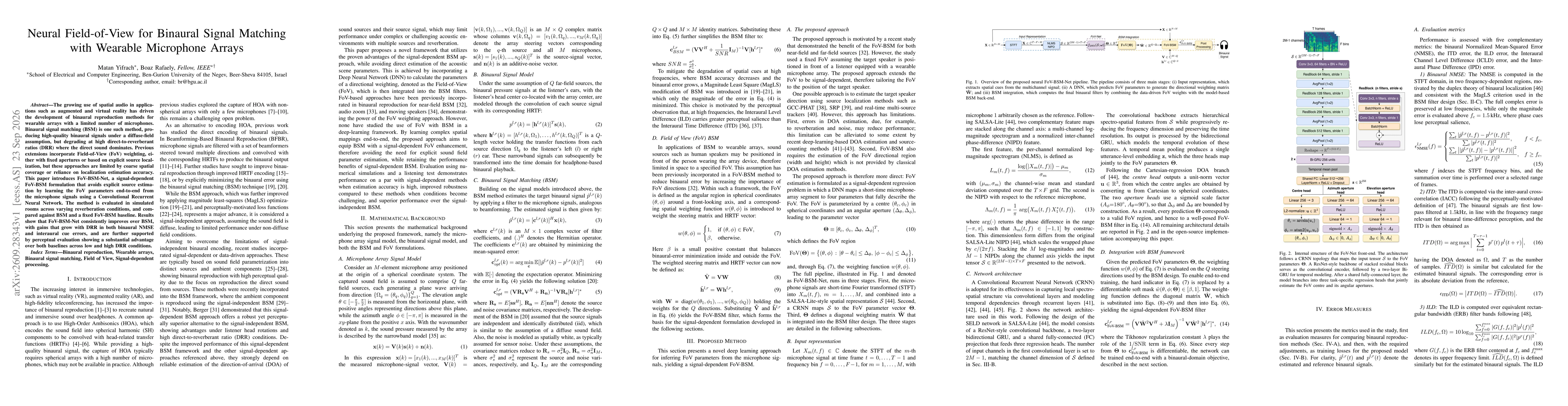 Thumbnail for Neural Field-of-View for Binaural Signal Matching with Wearable Microphone Arrays