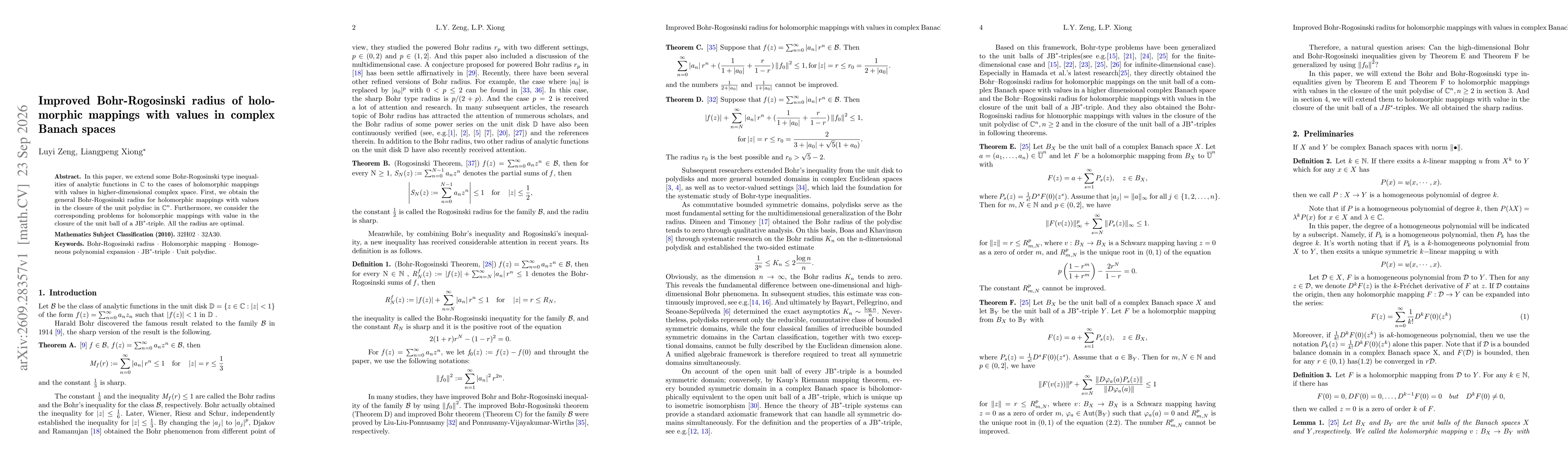 Thumbnail for Improved Bohr-Rogosinski radius for holomorphic mappings with values in complex Banach spaces