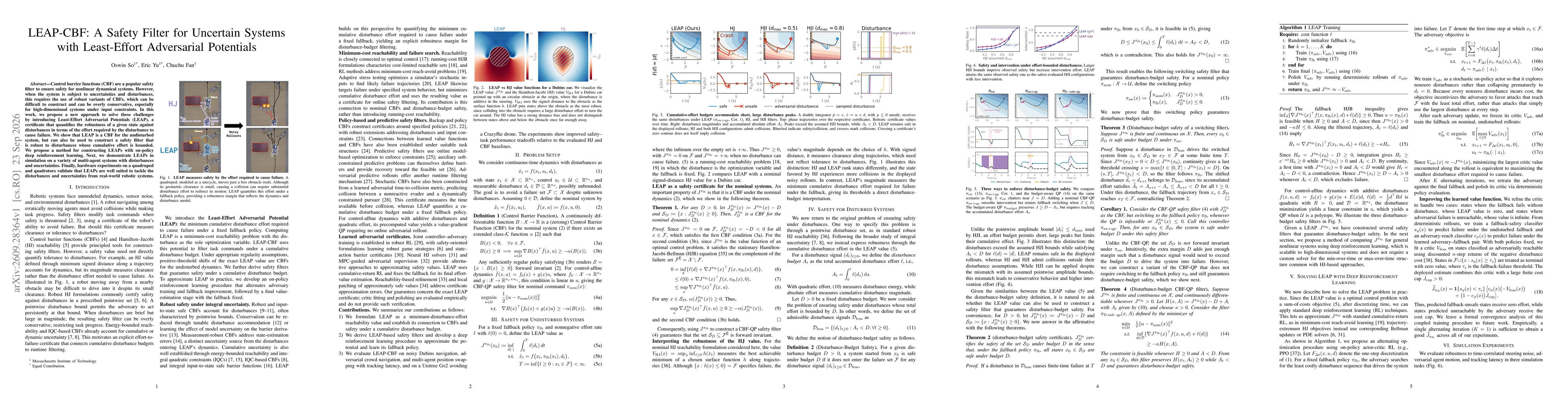 Thumbnail for LEAP-CBF: A Safety Filter for Uncertain Systems with Least-Effort Adversarial Potentials