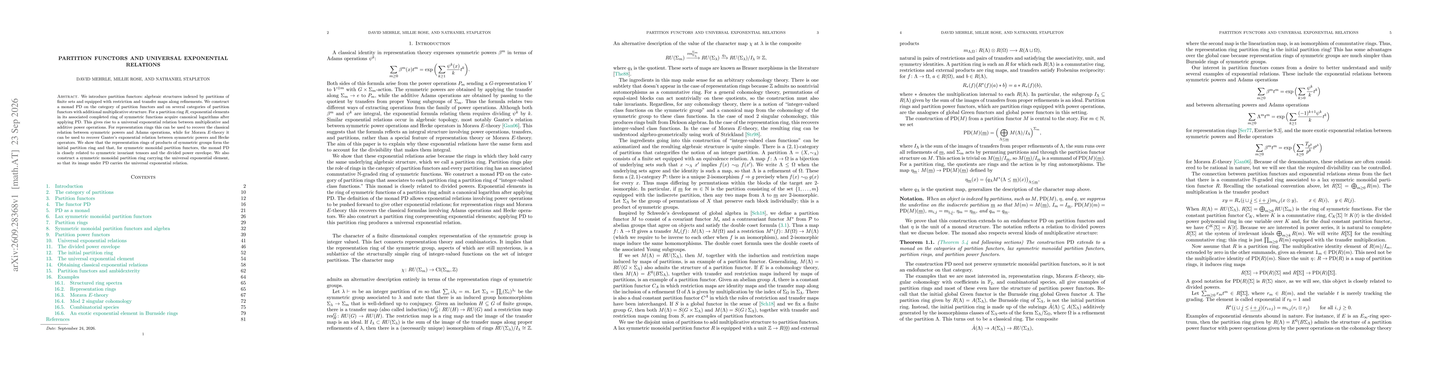 Thumbnail for Partition functors and universal exponential relations