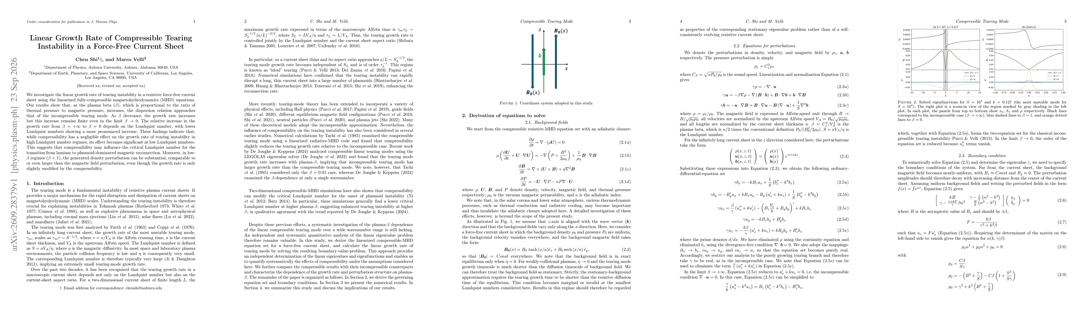 Thumbnail for Linear Growth Rate of Compressible Tearing Instability in a Force-Free Current Sheet