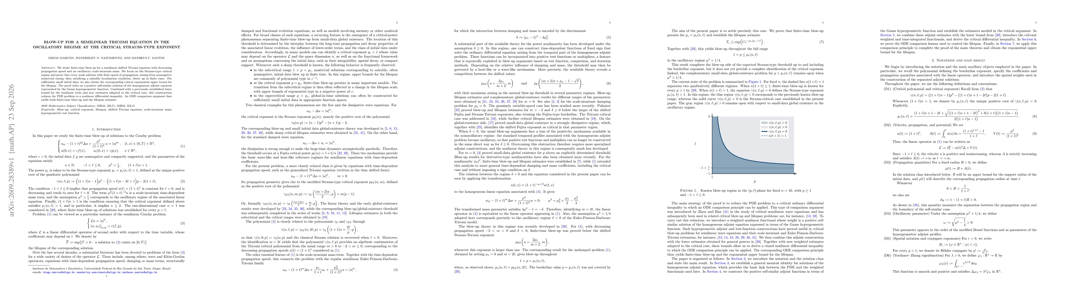 Thumbnail for Blow-up for a semilinear Tricomi equation in the oscillatory regime at the critical Strauss-type exponent