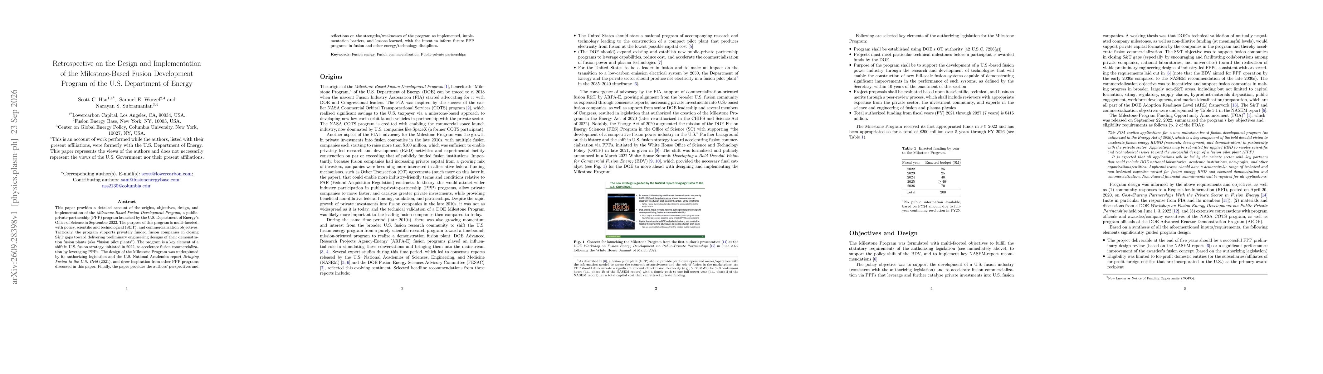 Thumbnail for Retrospective on the Design and Implementation of the Milestone-Based Fusion Development Program of the U.S. Department of Energy