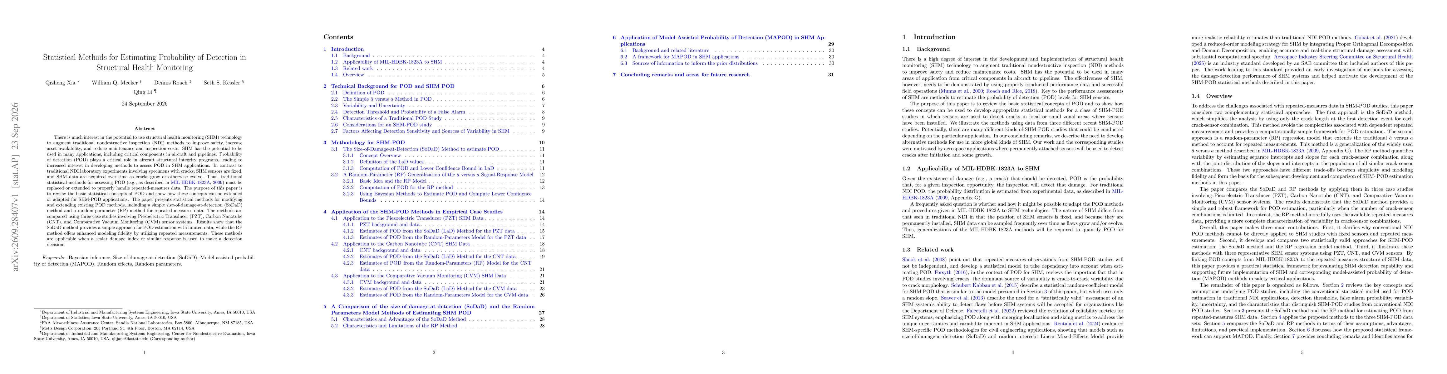 Thumbnail for Statistical Methods for Estimating Probability of Detection in Structural Health Monitoring