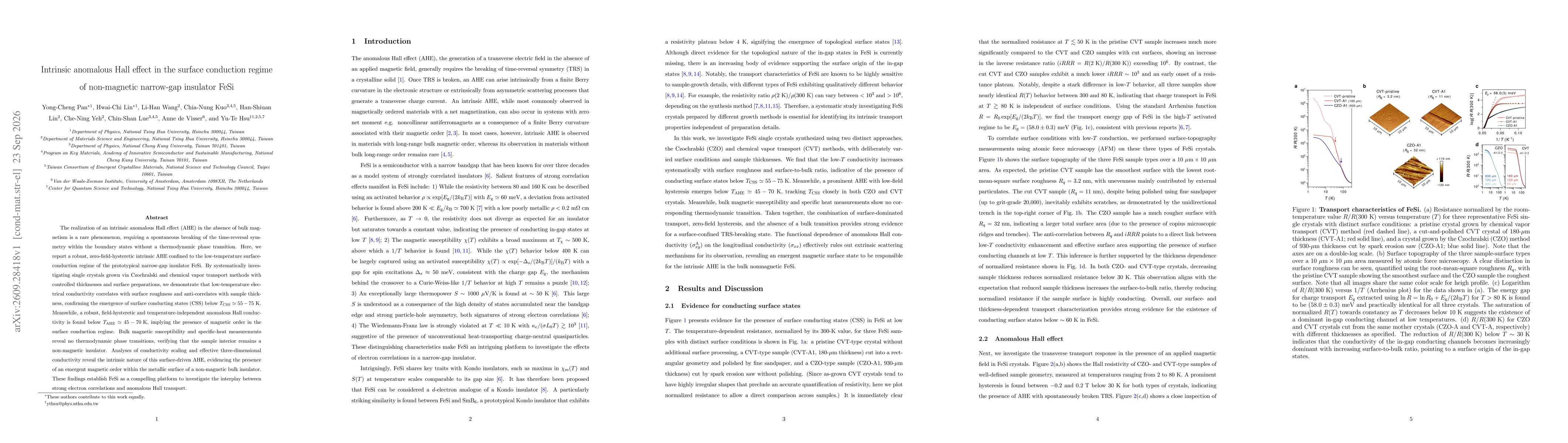 Thumbnail for Intrinsic anomalous Hall effect in the surface conduction regime of non-magnetic narrow-gap insulator FeSi