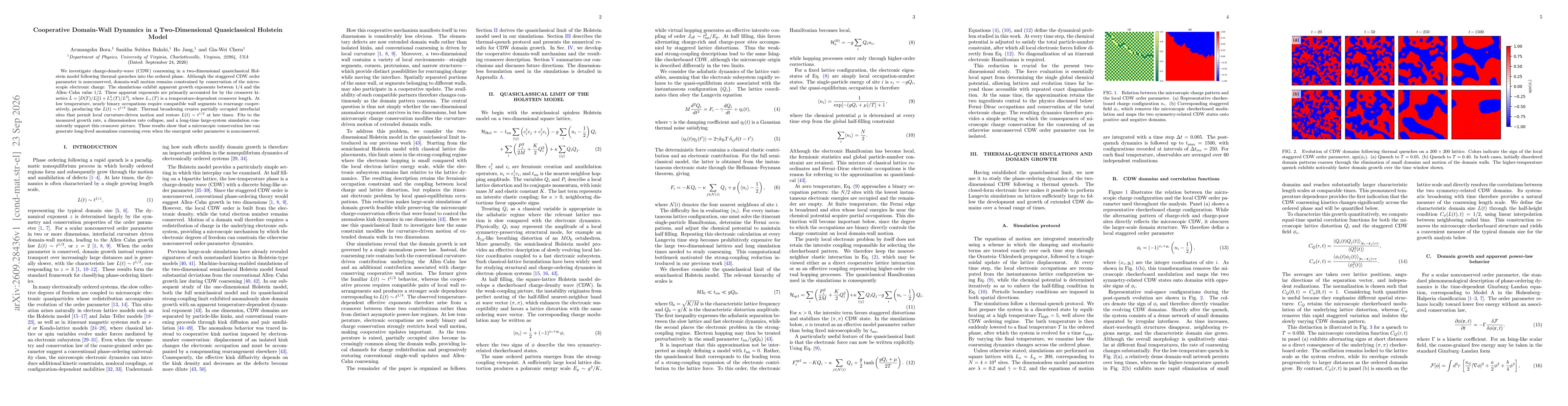 Thumbnail for Cooperative Domain-Wall Dynamics in a Two-Dimensional Quasiclassical Holstein Model