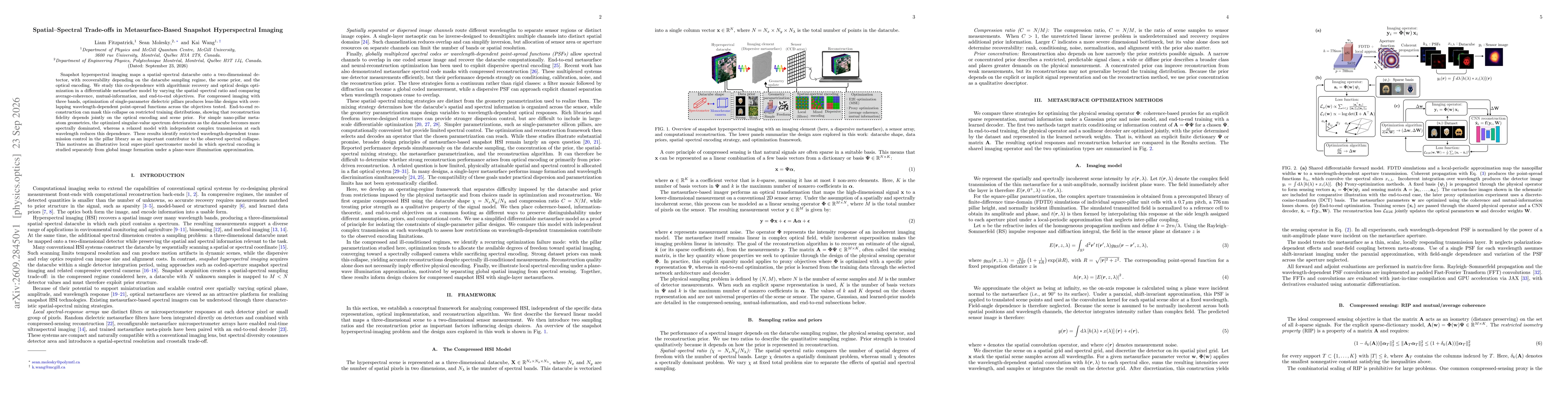 Thumbnail for Spatial-Spectral Trade-offs in Metasurface-Based Snapshot Hyperspectral Imaging
