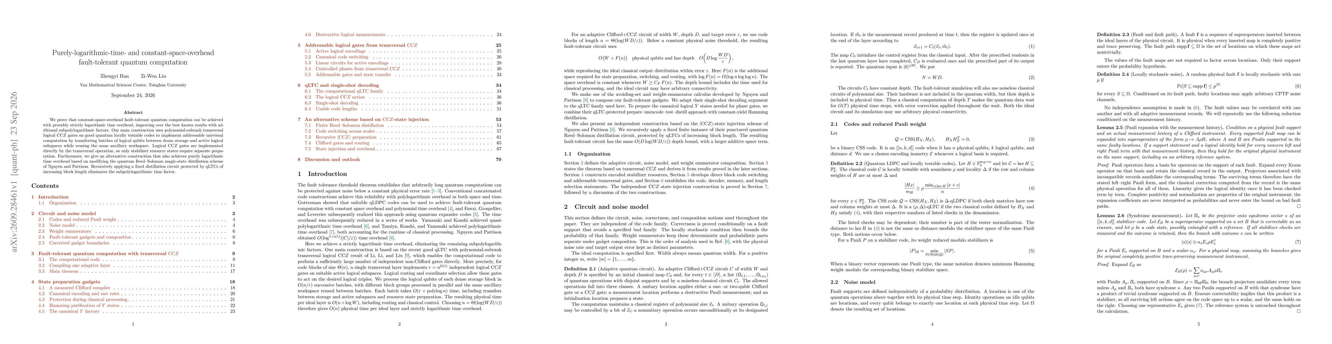 Thumbnail for Purely-logarithmic-time- and constant-space-overhead fault-tolerant quantum computation